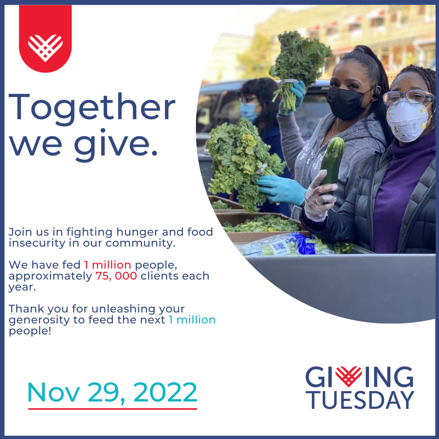GivingTuesday 2022 two young ladies distributing food at the HCDC pantry